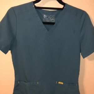 Figs teal scrub top